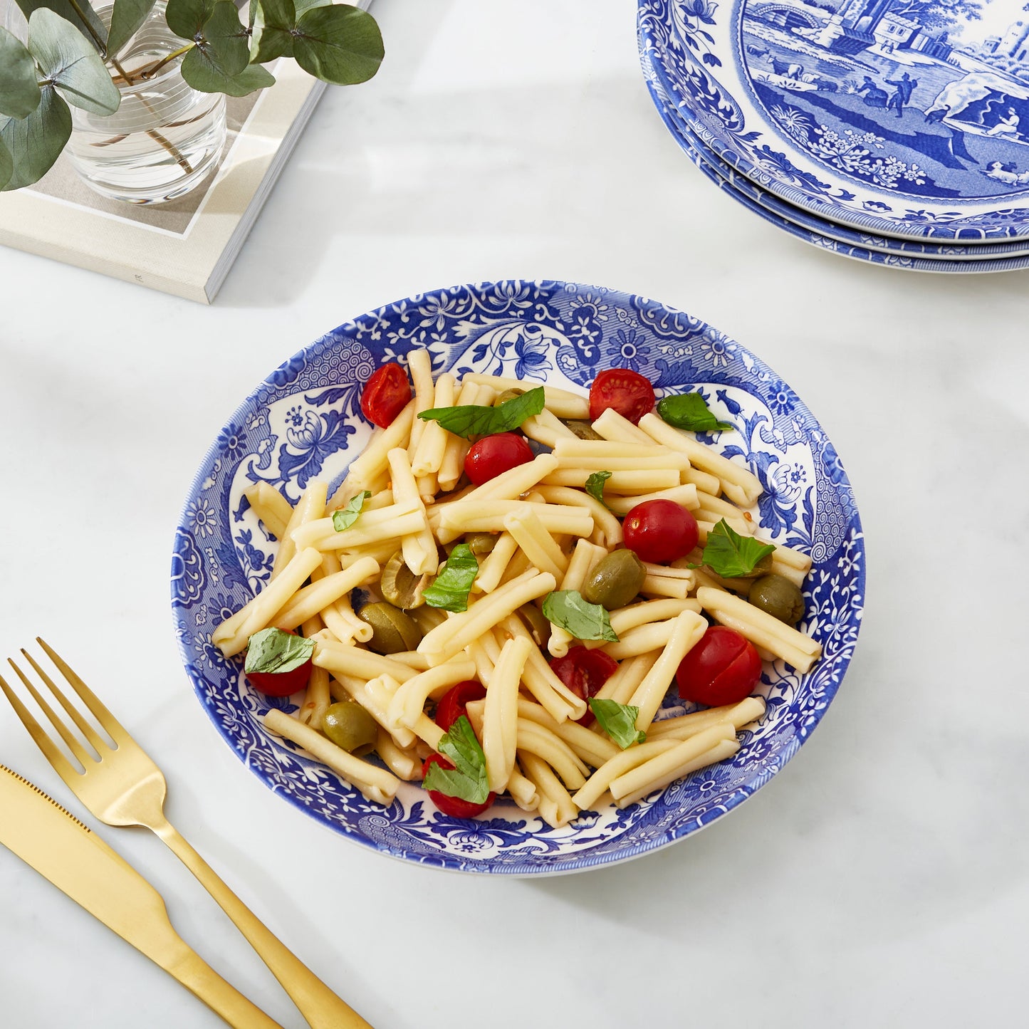 Blue Italian Set of 4 Pasta Bowls – Blue & White Porcelain Bowls dinnerware CasaFenix