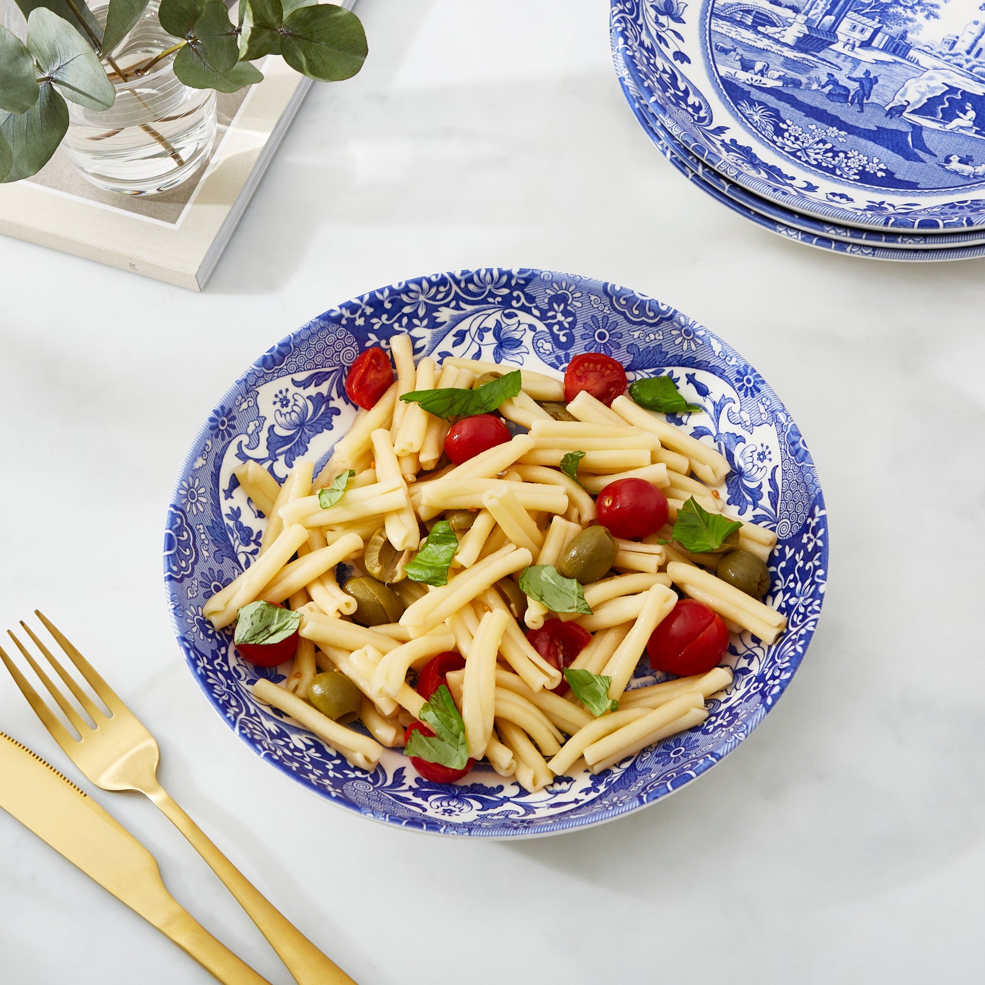 Blue Italian Set of 4 Pasta Bowls – Blue & White Porcelain Bowls dinnerware CasaFenix