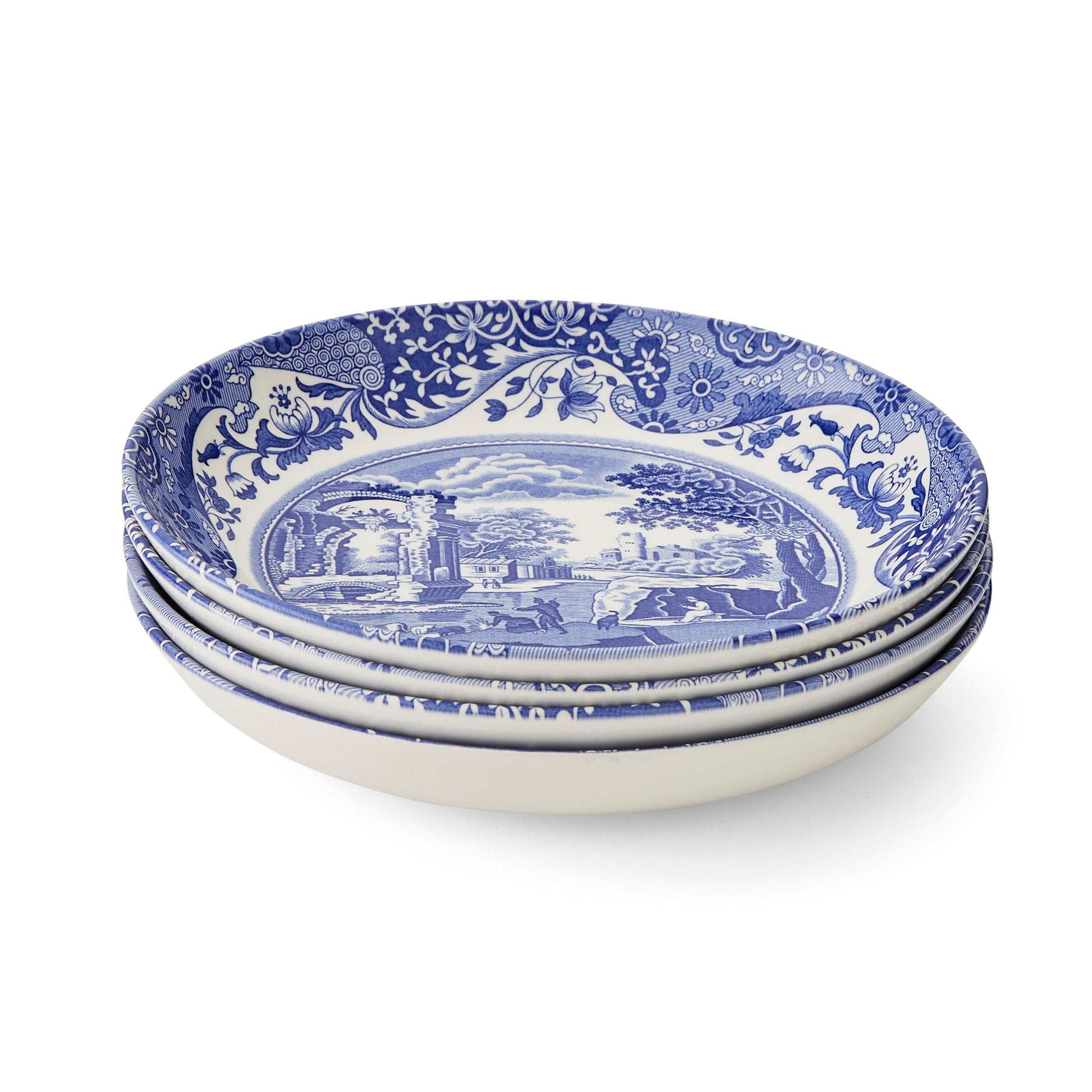 Blue Italian Set of 4 Pasta Bowls – Blue & White Porcelain Bowls dinnerware CasaFenix