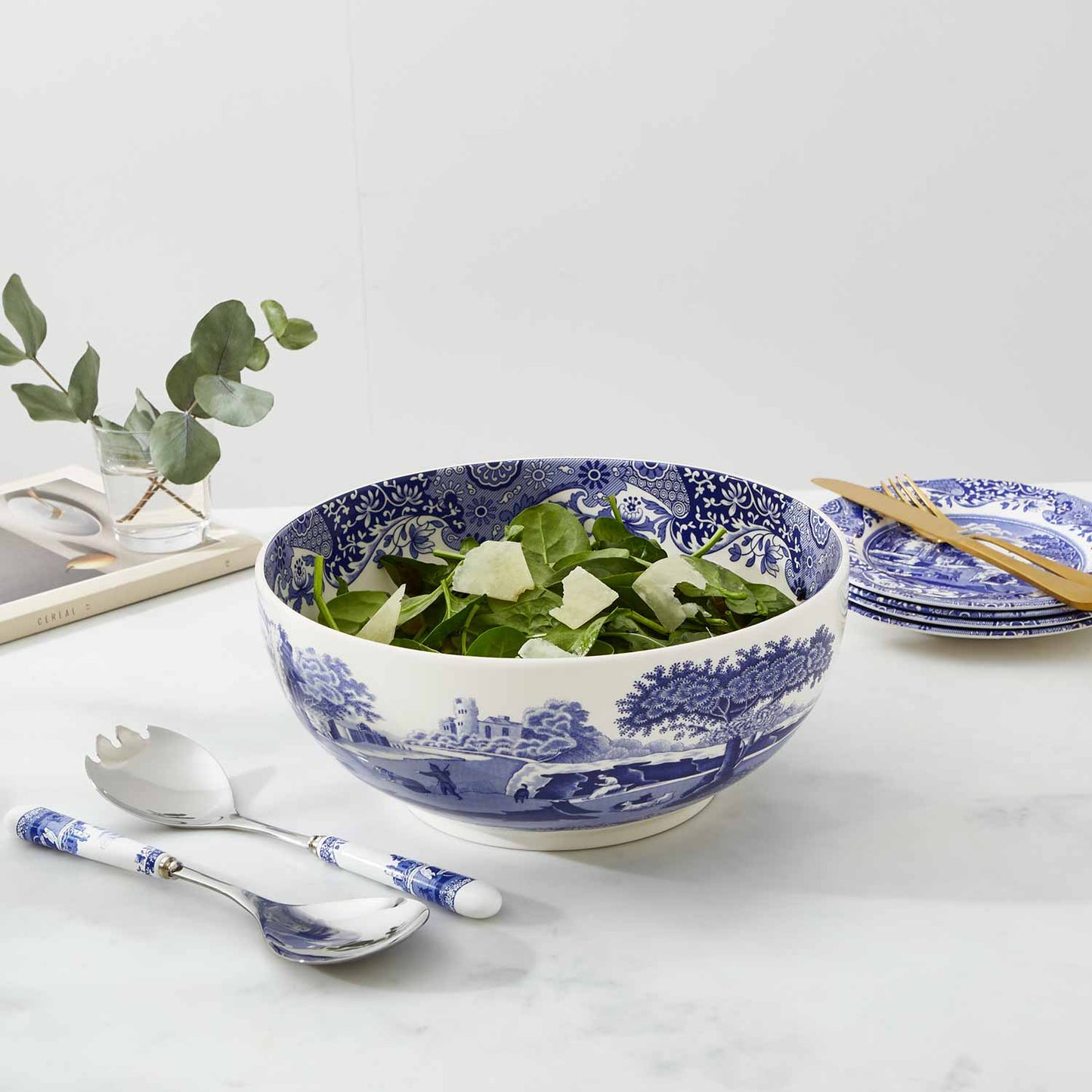Blue Italian Round Bowl 26.5cm – Porcelain Salad & Display Bowl dinnerware CasaFenix