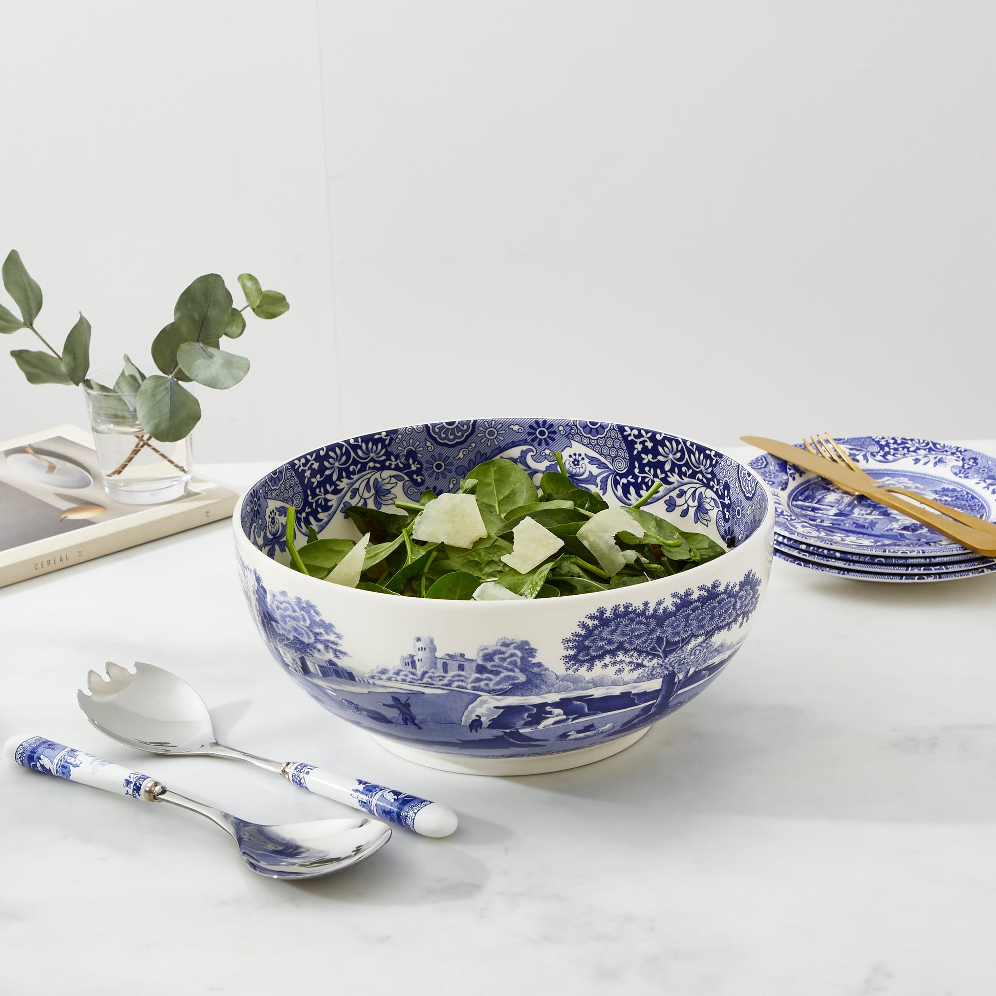 Blue Italian Round Bowl 26.5cm – Porcelain Salad & Display Bowl dinnerware CasaFenix