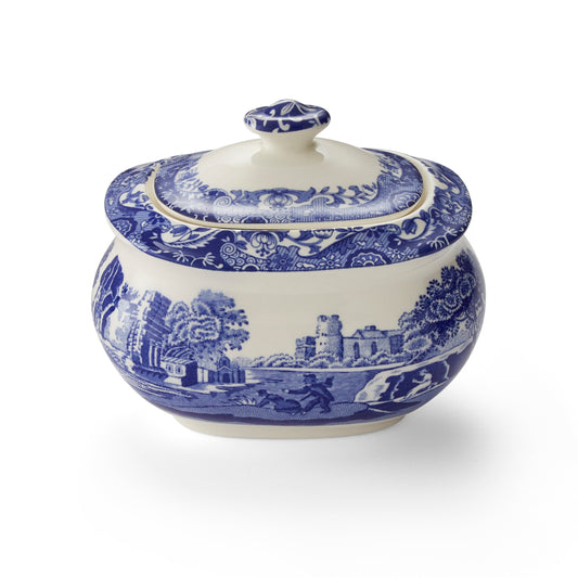 Blue Italian Sugar Box 9x11cm – Porcelain with Italian Countryside Design dinnerware CasaFenix