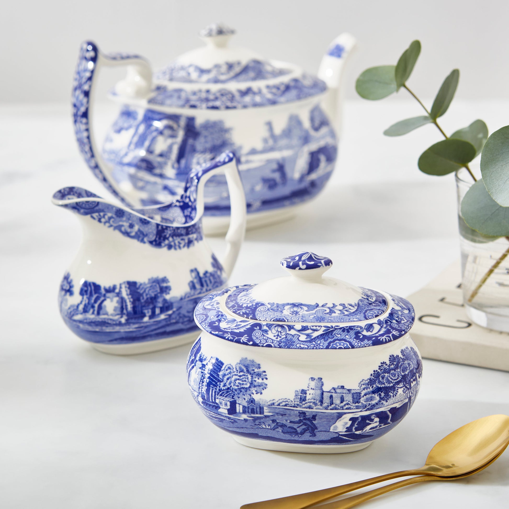 Blue Italian Sugar Box 9x11cm – Porcelain with Italian Countryside Design dinnerware CasaFenix