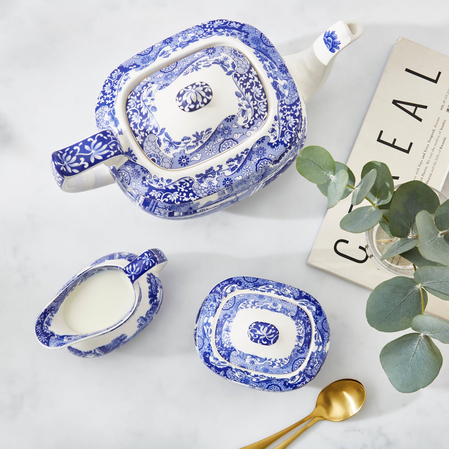 Blue Italian Sugar Box 9x11cm – Porcelain with Italian Countryside Design dinnerware CasaFenix