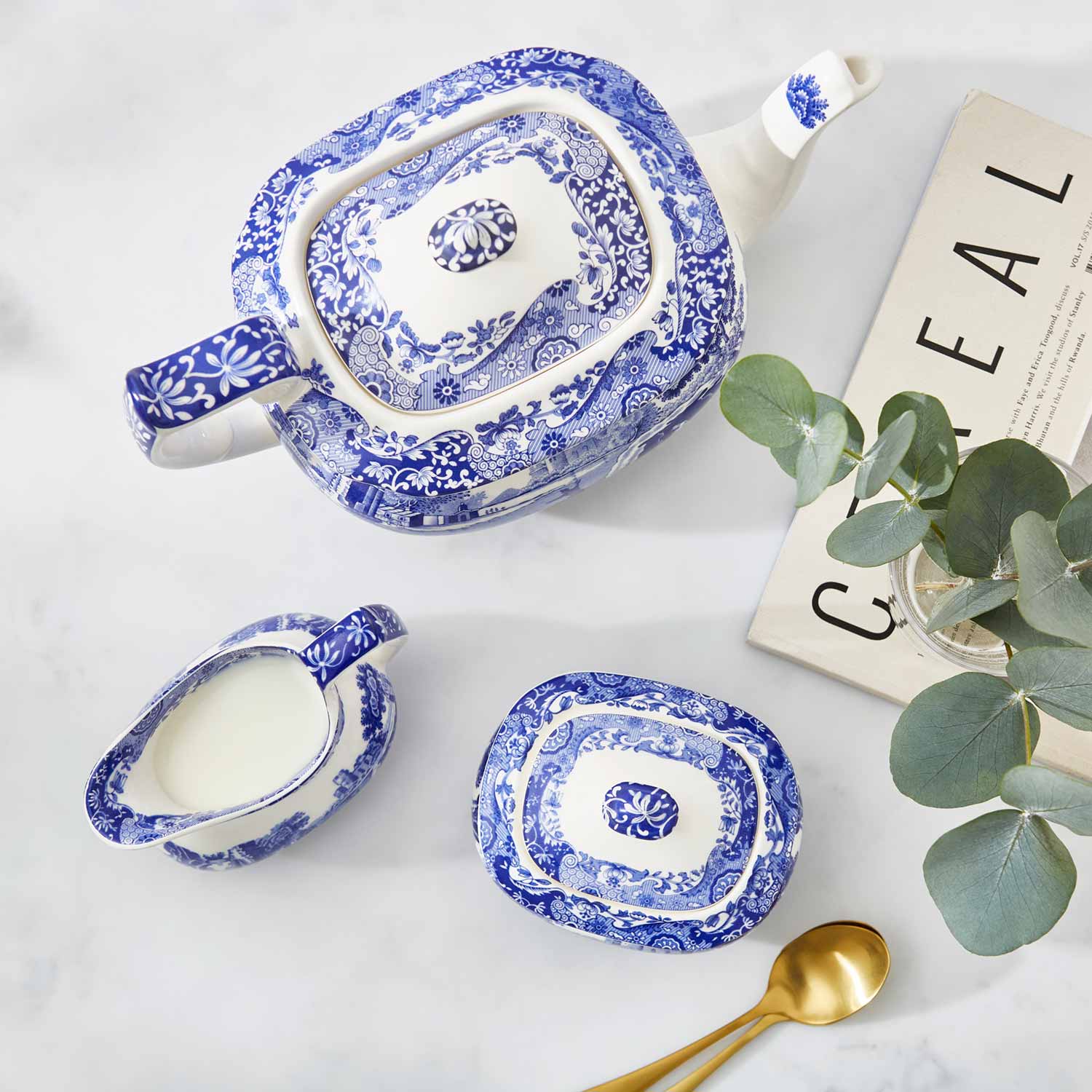 Blue Italian Sugar Box 9x11cm – Porcelain with Italian Countryside Design dinnerware CasaFenix