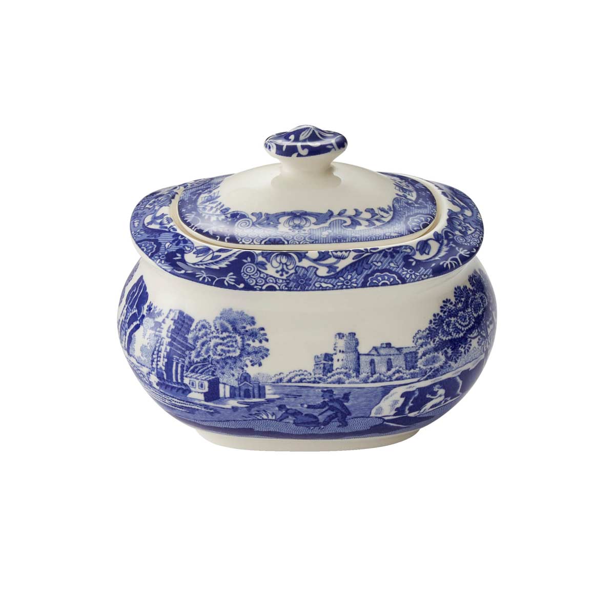 Blue Italian Sugar Box 9x11cm – Porcelain with Italian Countryside Design dinnerware CasaFenix