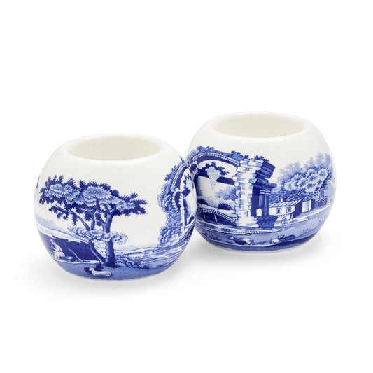 Blue Italian Porcelain Tealight Holders – Set of 2 by Spode dinnerware CasaFenix