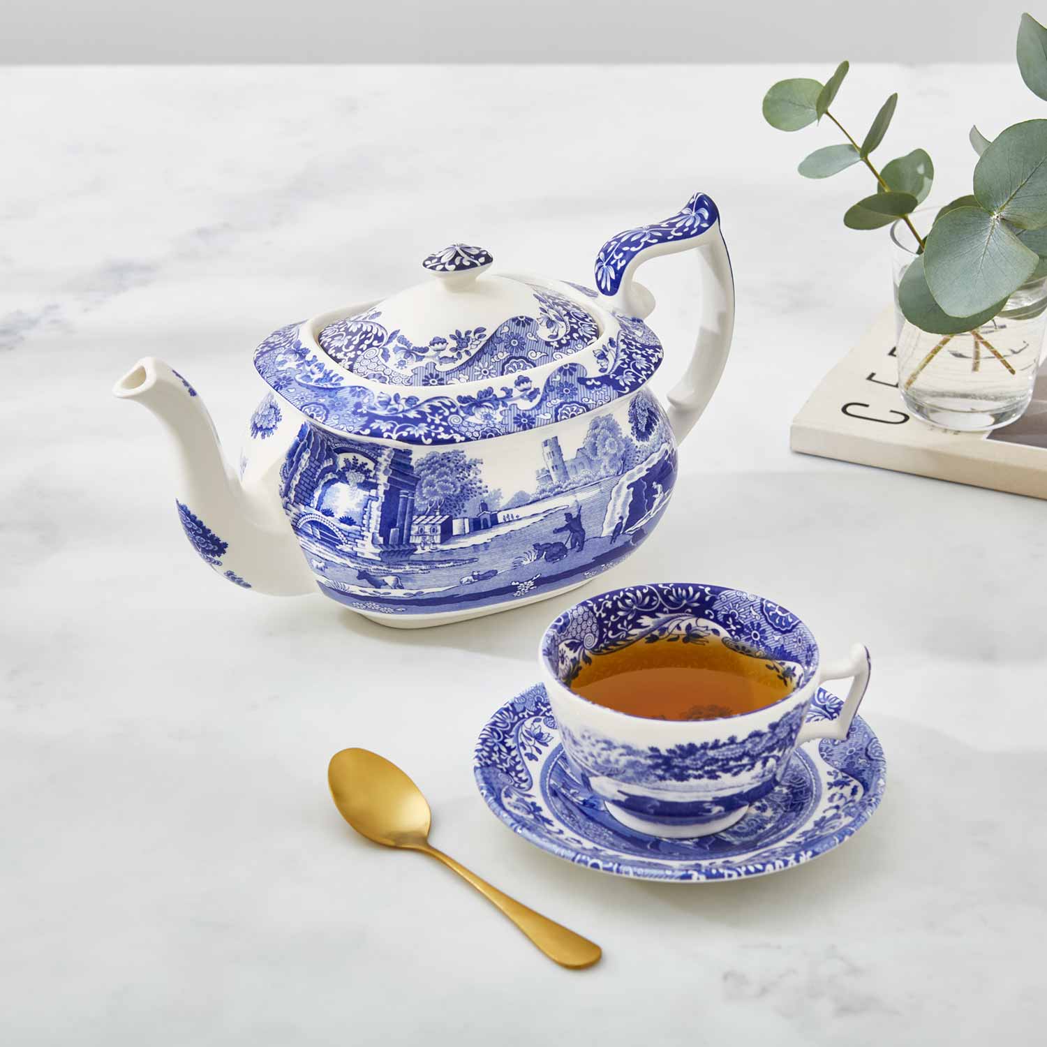 Blue Italian Porcelain Teapot – Classic Spode Blue Italian Design dinnerware CasaFenix