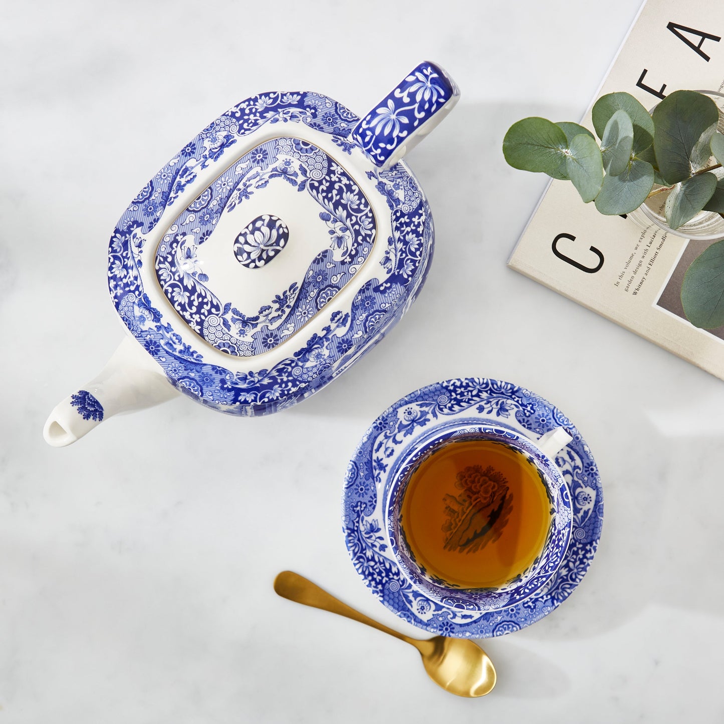 Blue Italian Porcelain Teapot – Classic Spode Blue Italian Design dinnerware CasaFenix