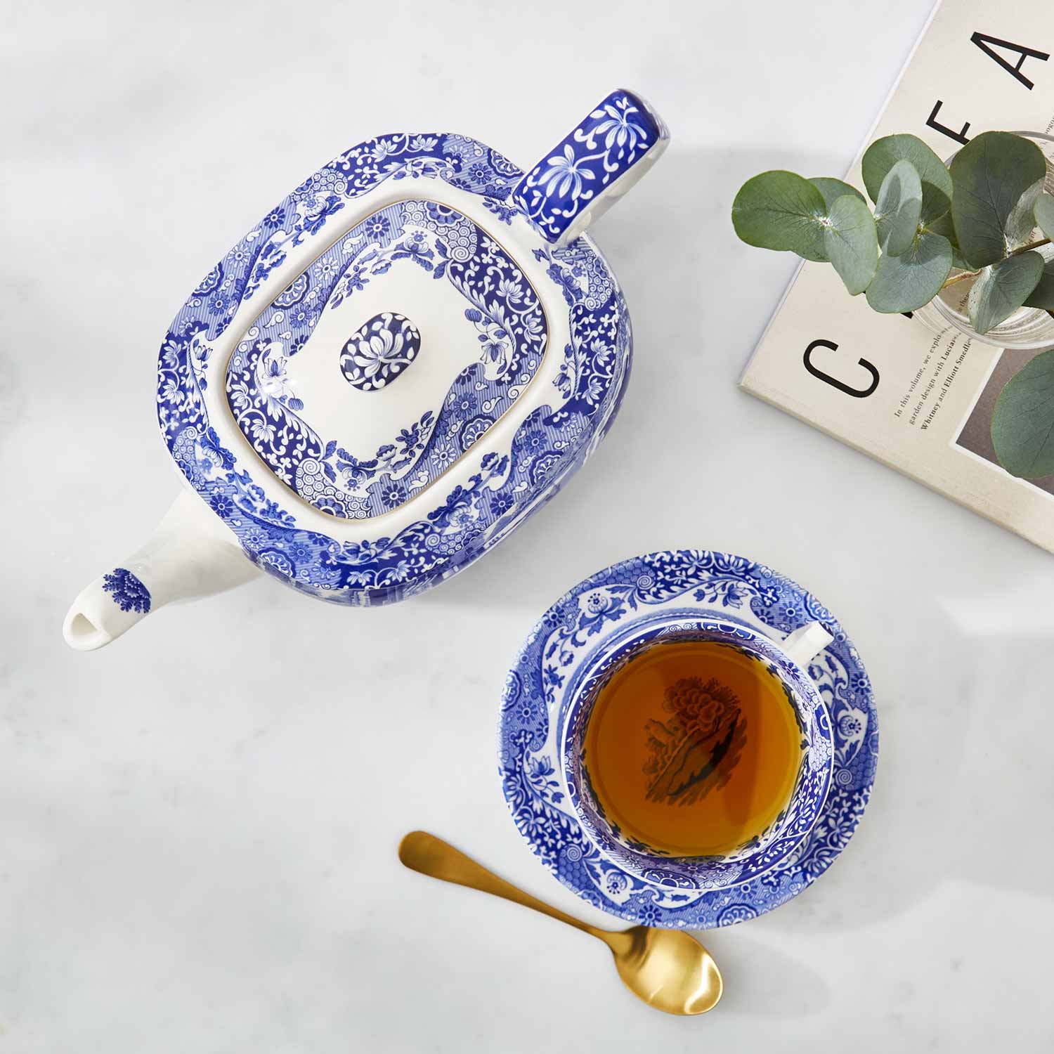 Blue Italian Porcelain Teapot – Classic Spode Blue Italian Design dinnerware CasaFenix