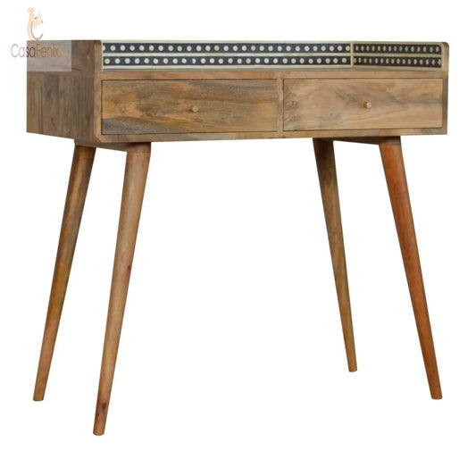 Bone Inlay Gallery Back 2 Drawer Console Table - CasaFenix