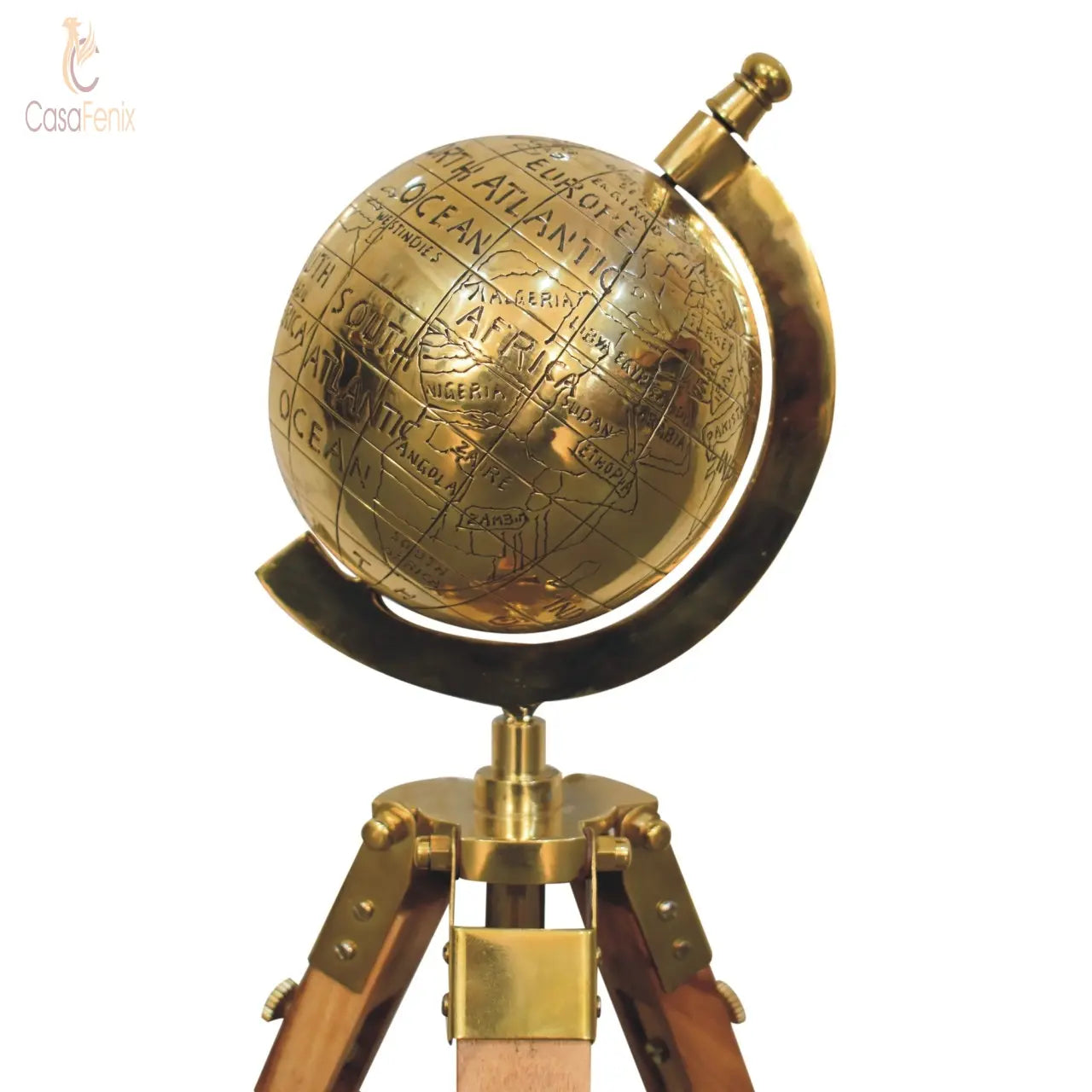 Brass Antique Tripod Globe - CasaFenix