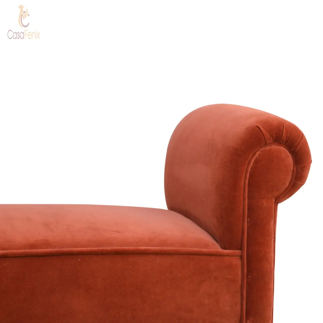 Brick Red Velvet Bench Bedroom Upholstered Seat Benches CasaFenix