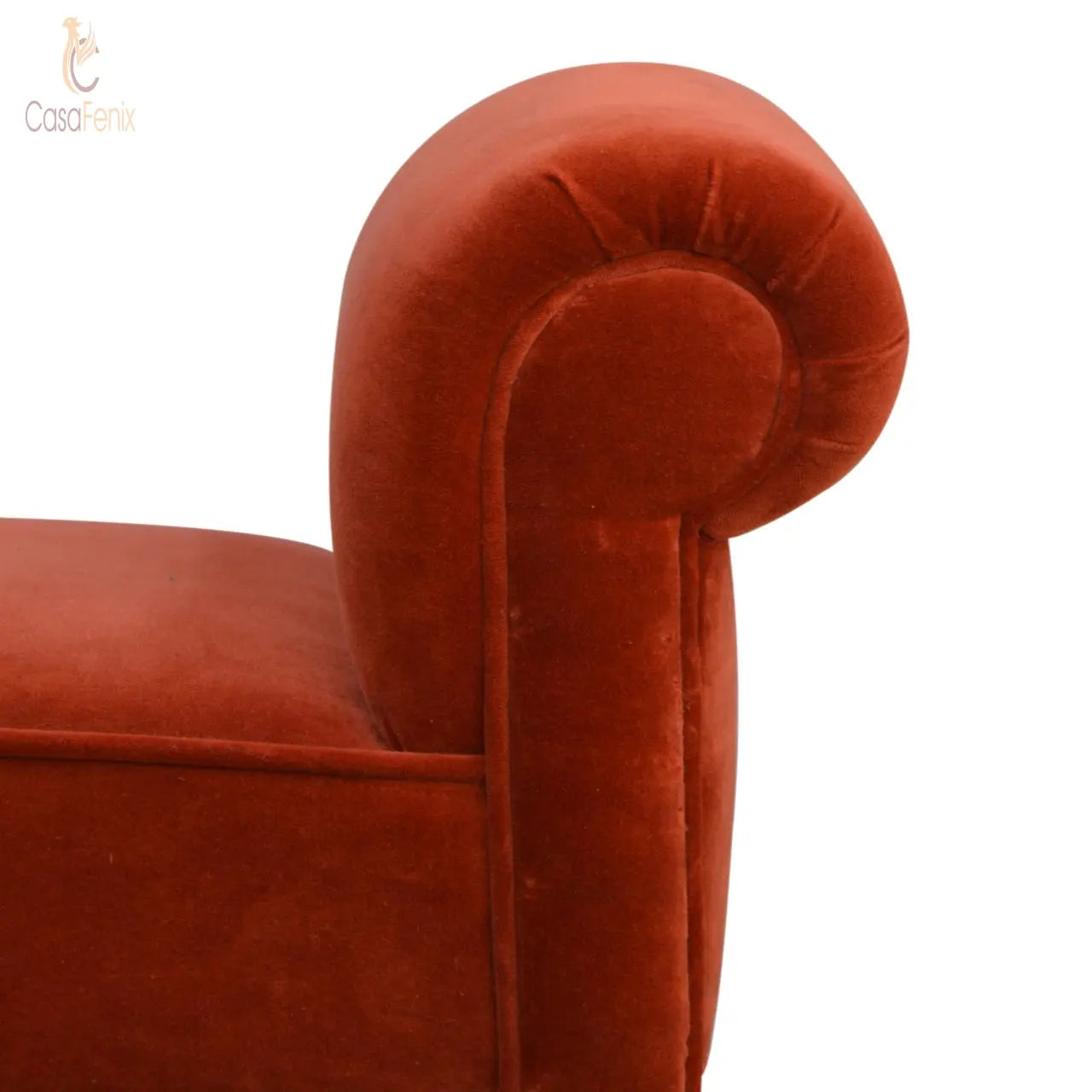 Brick Red Velvet Bench Bedroom Upholstered Seat Benches CasaFenix