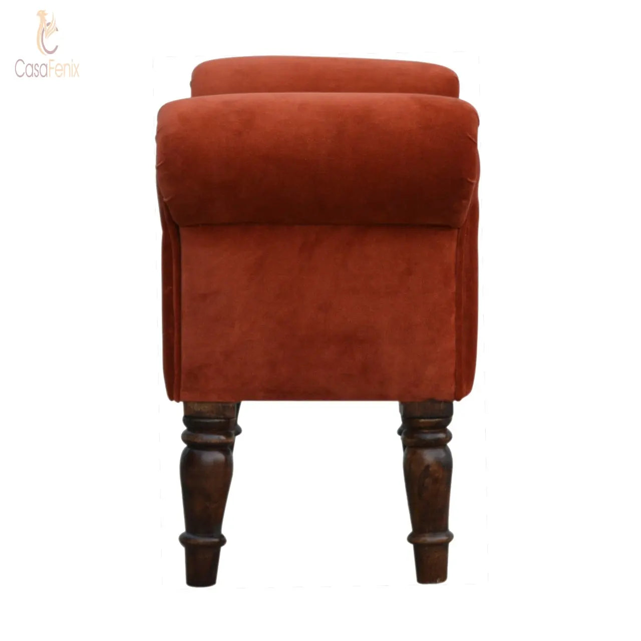 Brick Red Velvet Bench Bedroom Upholstered Seat Benches CasaFenix