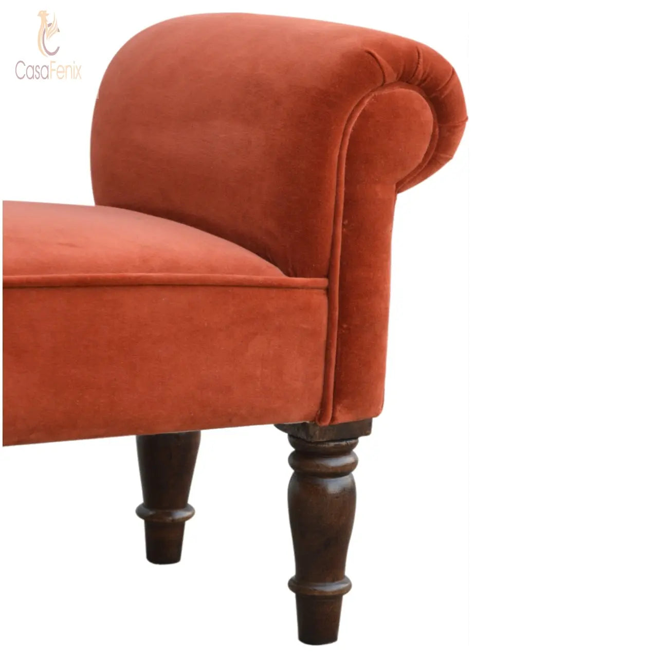 Brick Red Velvet Bench Bedroom Upholstered Seat Benches CasaFenix