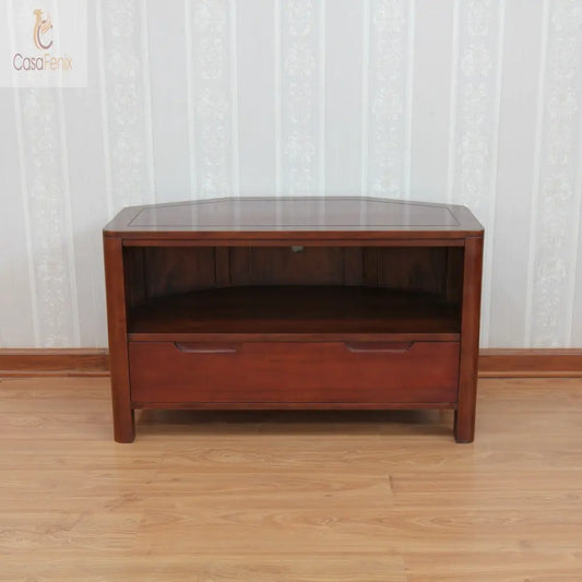 Bude Collection Corner Solid Mahogany Corner TV Unit - CasaFenix