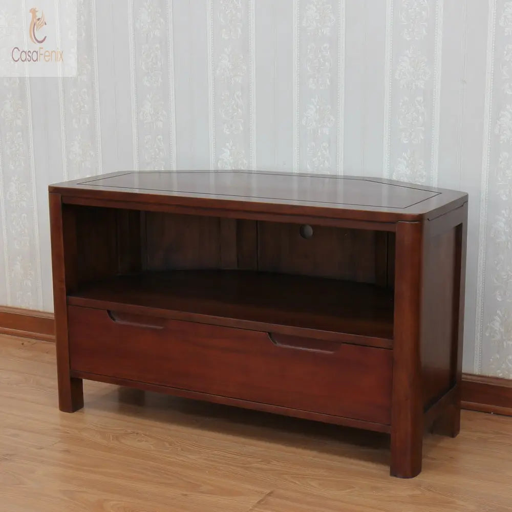 Bude Collection Corner Solid Mahogany Corner TV Unit - CasaFenix
