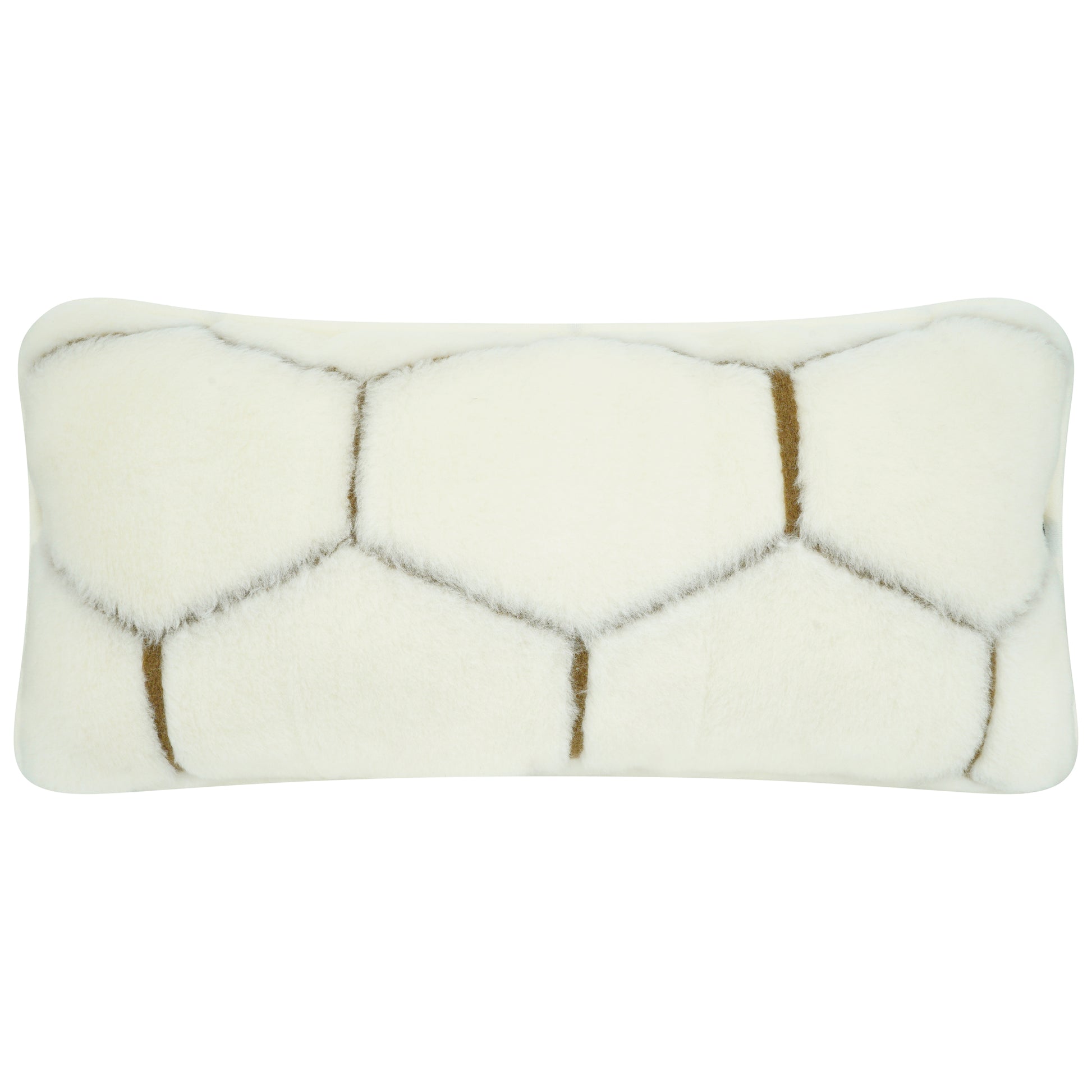100% Cashmere Wool Pillow - Natural Hex Pattern Cream / White Colour - CasaFenix