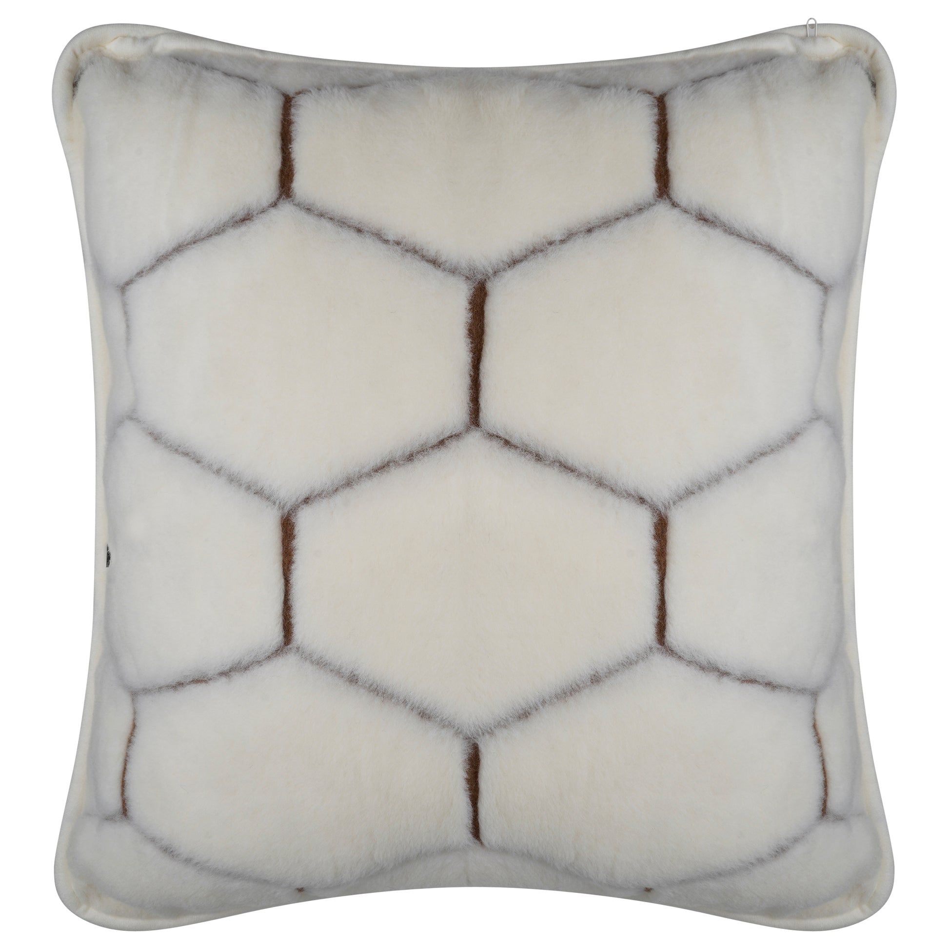 Cashmere Wool Pillow - Natural Hex Pattern Crea / White Colour - CasaFenix