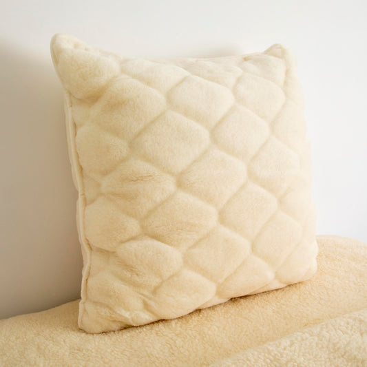 100% Cashmere Wool Pillow - Natural Shapes Cream / White Colour - CasaFenix