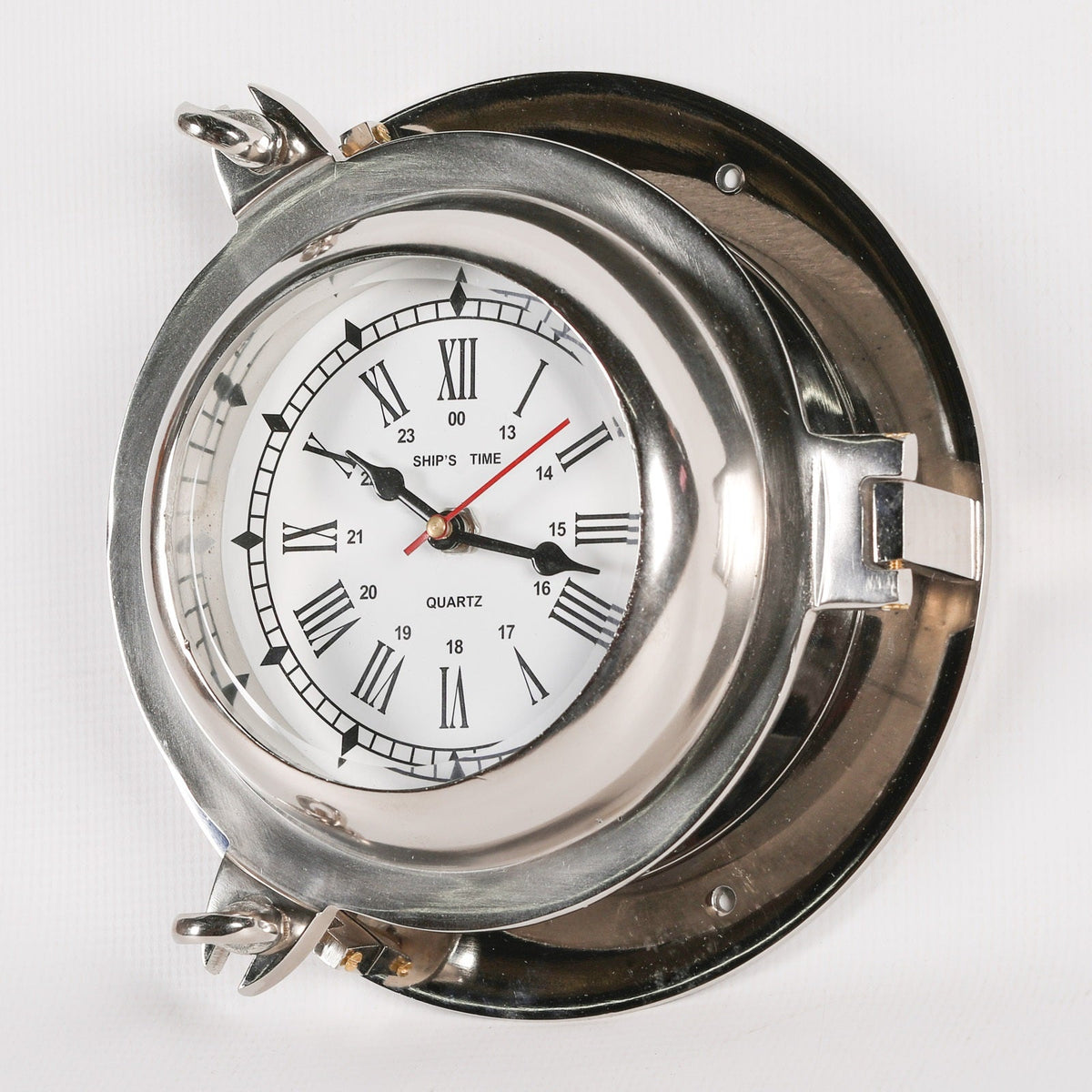 Polished Aluminium Nautical Cabin Wall Clock — Small Ship Design clock CasaFenix