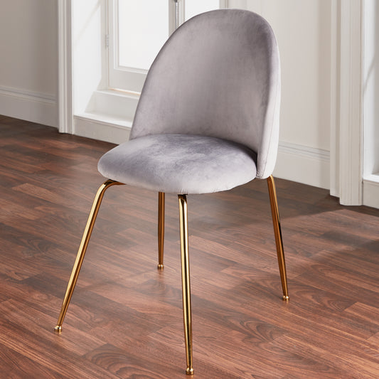 Pair of Gatsby styled Grey Velvet Dining Chairs - Gold Legs (set of 2) Chair CasaFenix