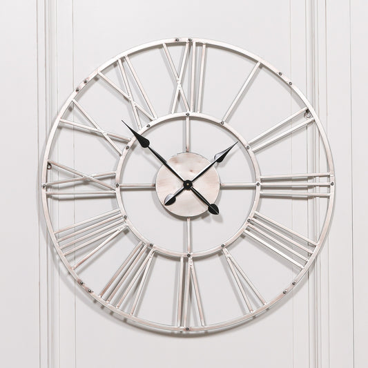 Vintage Silver 92cm Wall Clock CasaFenix