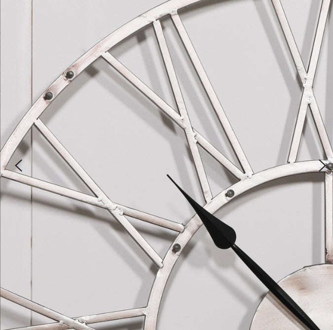 Large Vintage Silver Metal Wall Clock — 92cm clock CasaFenix