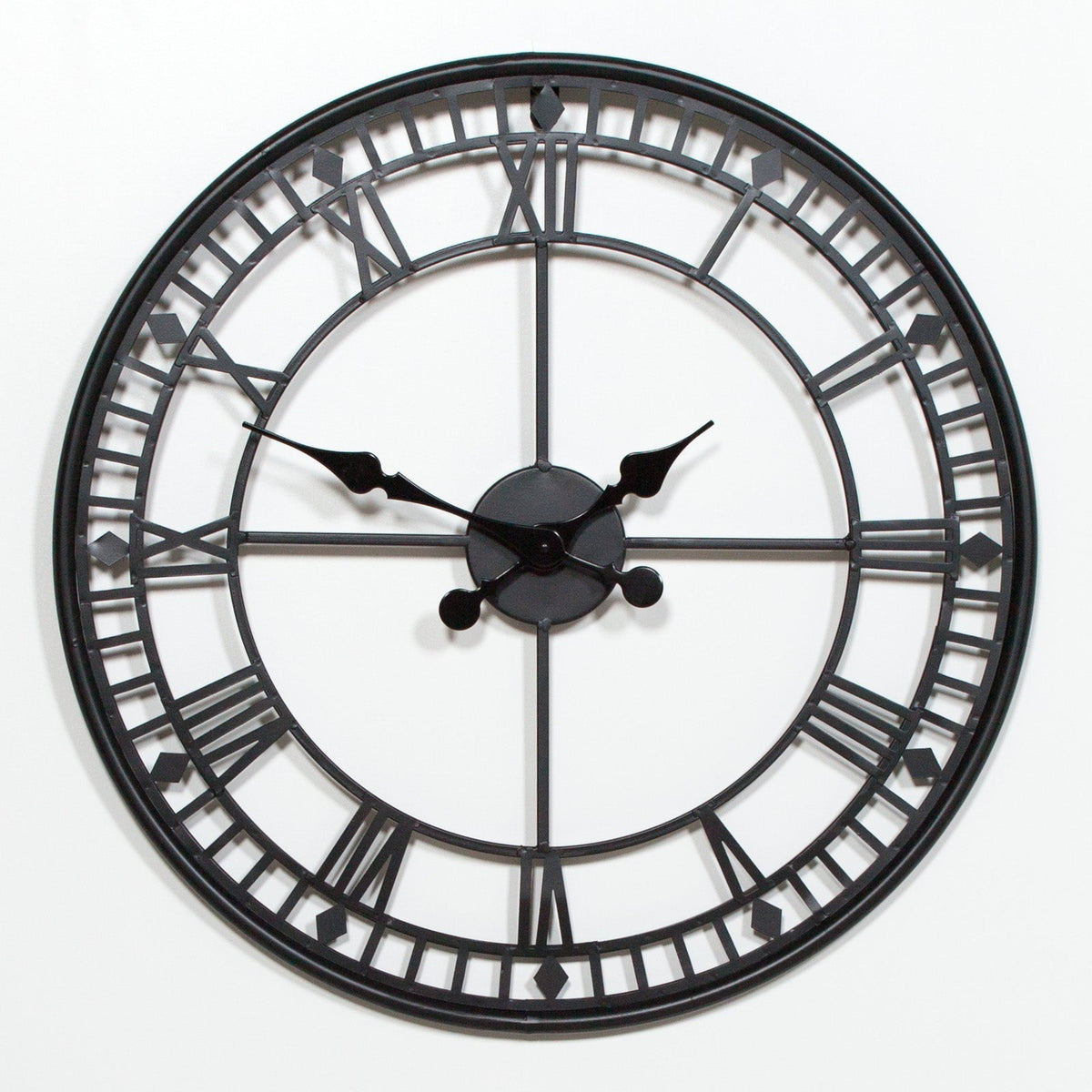 Black Metal Wall Clock with Roman Numerals — 55cm clock CasaFenix