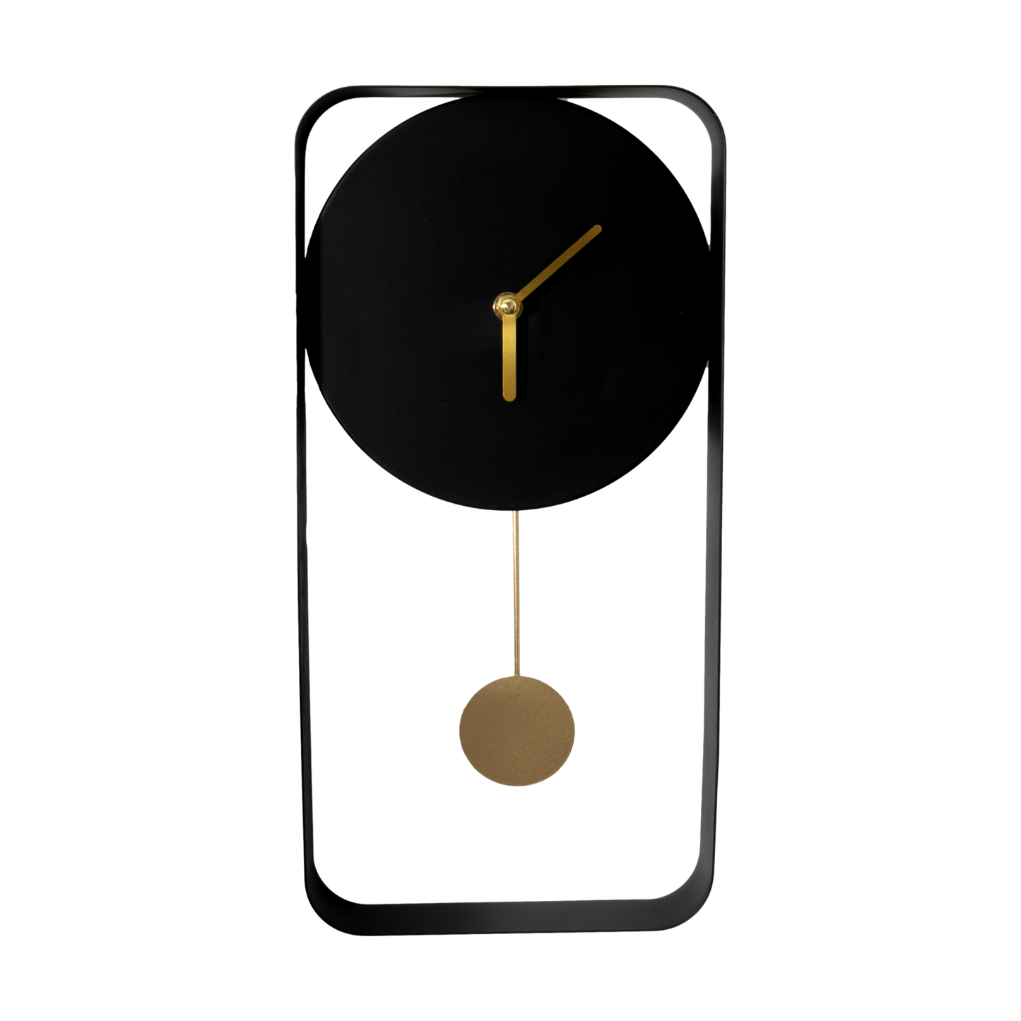 Matte Black Metal Pendulum Wall Clock with Gold Details  CasaFenix