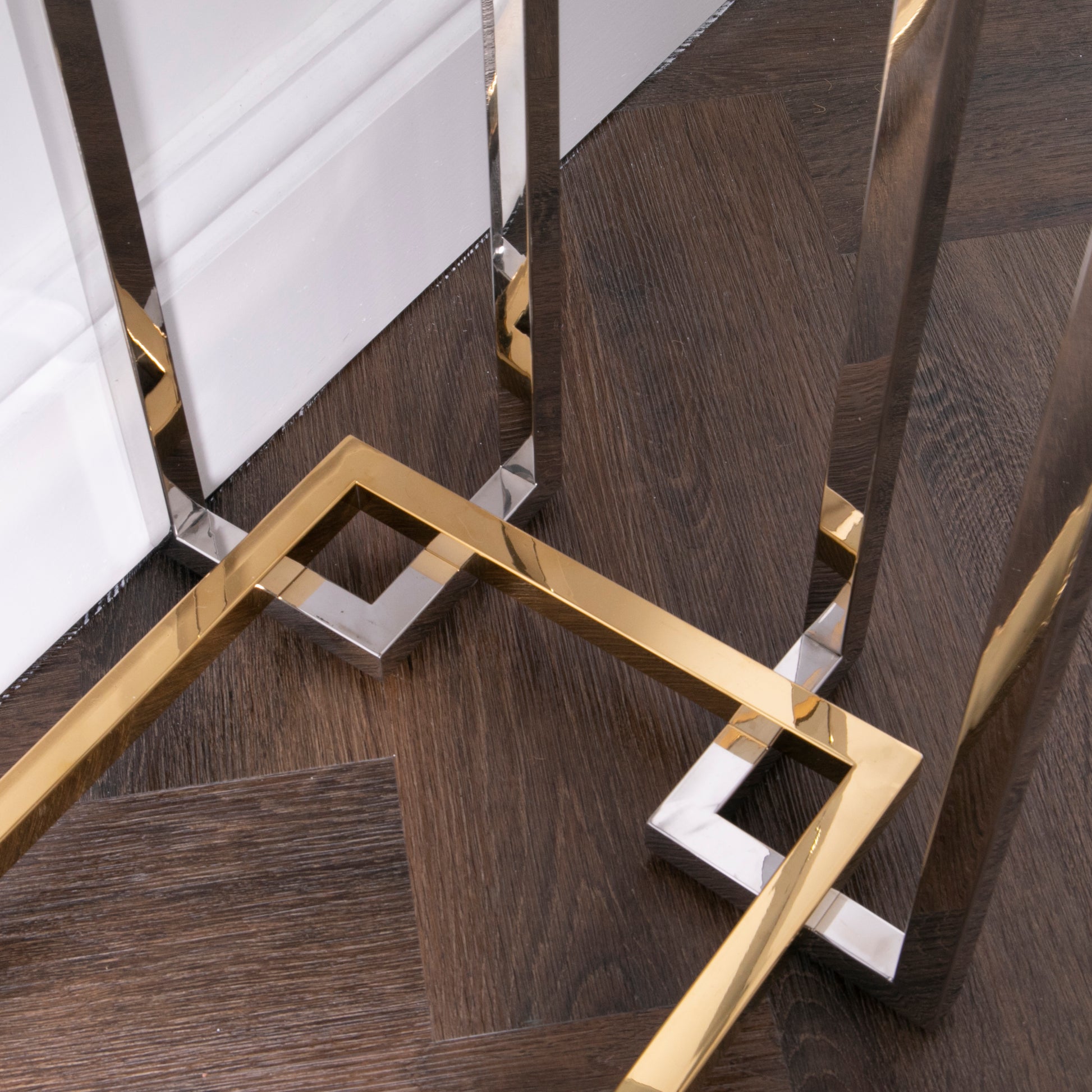 Bullion Gold Metal and Glass Rectangular Console Table 120 x 60 x 45cm  CasaFenix