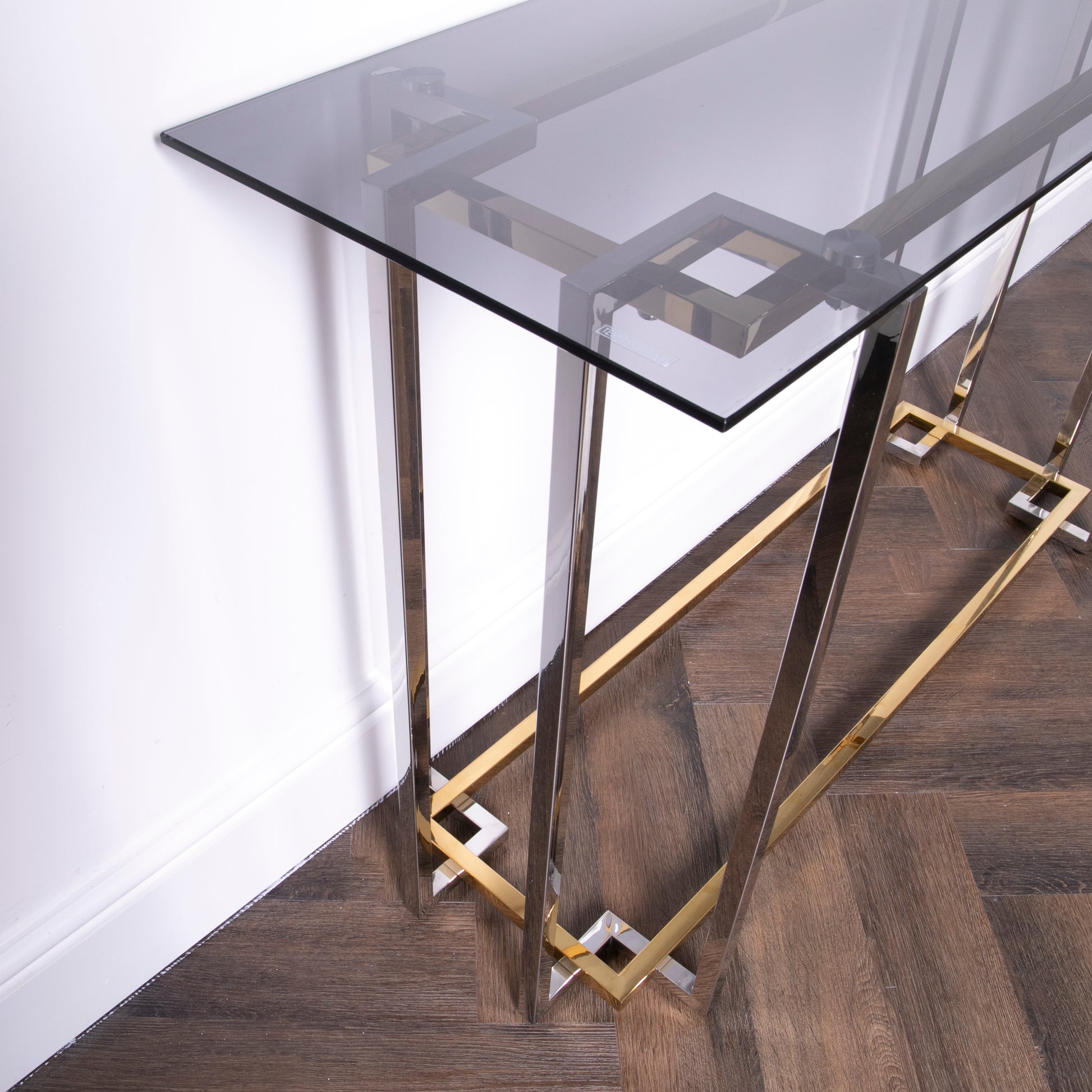 Bullion Gold Metal and Glass Rectangular Console Table 120 x 60 x 45cm  CasaFenix
