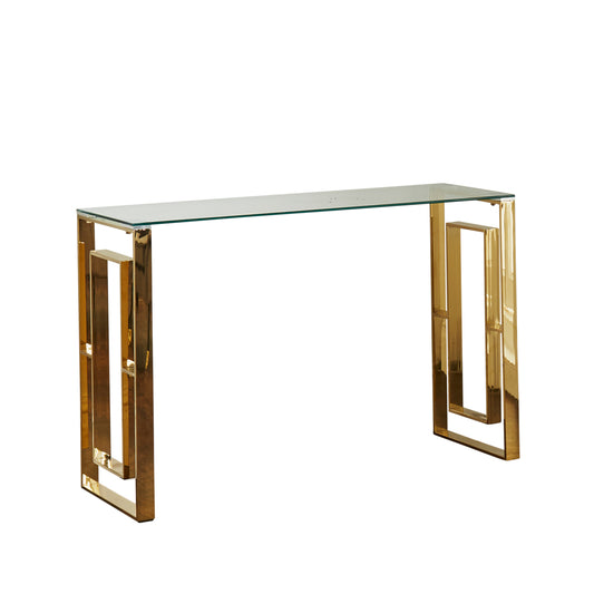 Milano Gold Plated Metal and Glass Console / Hall Table H78 x W40 x L120cm Console Table CasaFenix