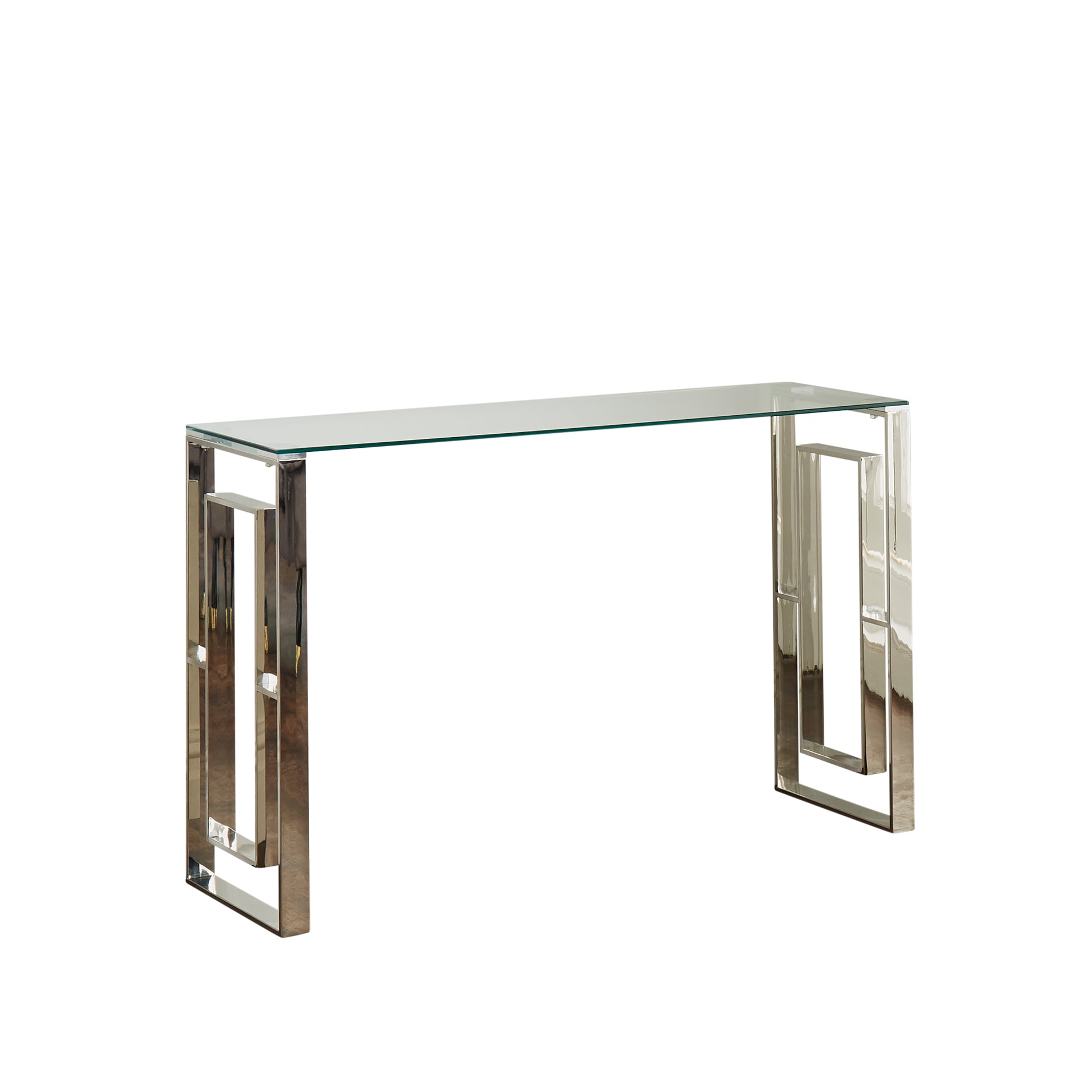 Milano Silver Plated Metal and Glass Console Table W120 x D40 x H78cm Console Table CasaFenix