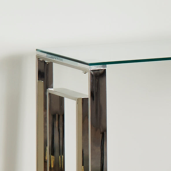 Milano Silver Plated Metal and Glass Console Table W120 x D40 x H78cm Console Table CasaFenix