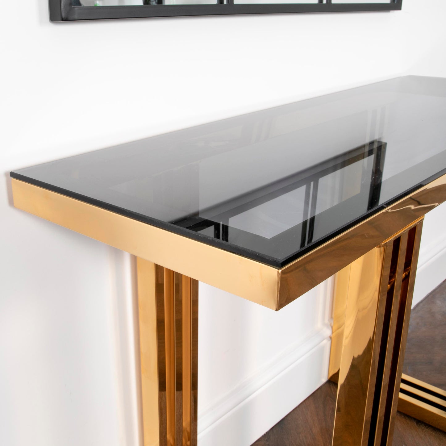 Zurich Gold Metal and Glass Console Table L120 W40 H78cm Console Table CasaFenix