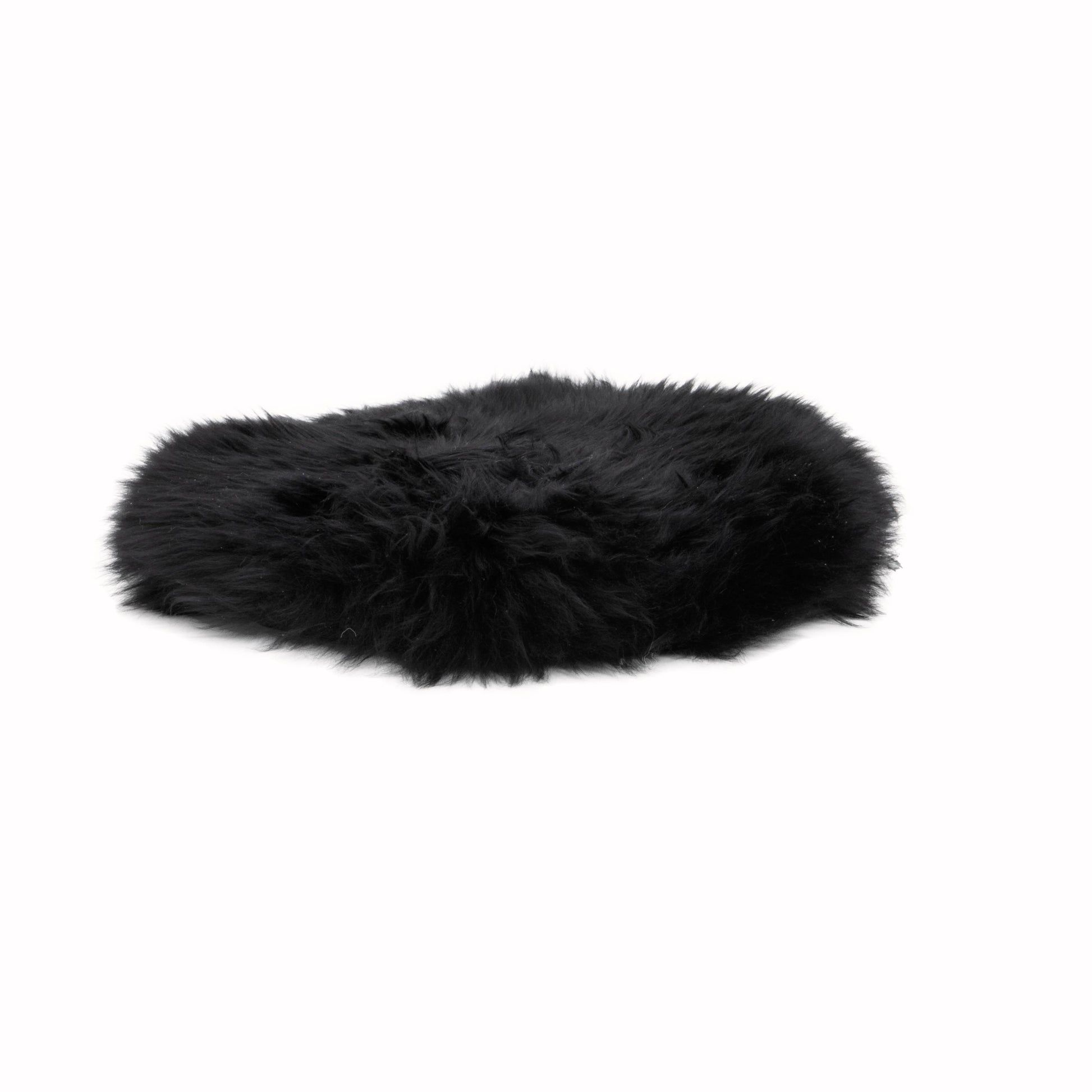 Black Round Sheepskin Chair Pad - CasaFenix