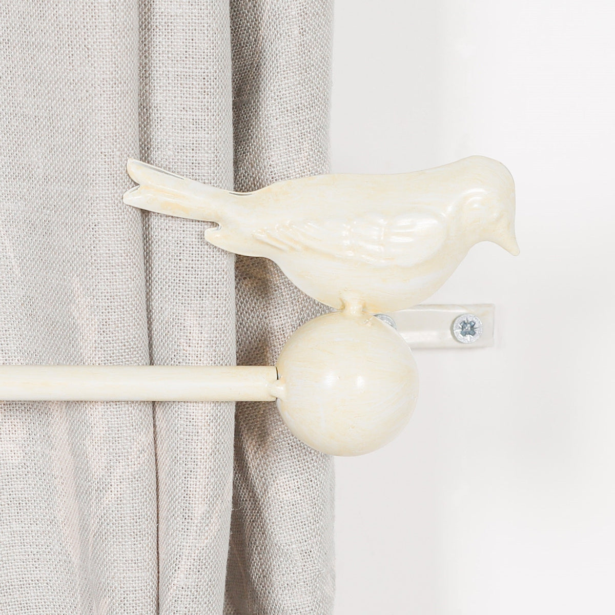 Cream Vintage Bird Curtain Tie-Back Holders — Handcrafted Metal, Pair Curtain Holder CasaFenix