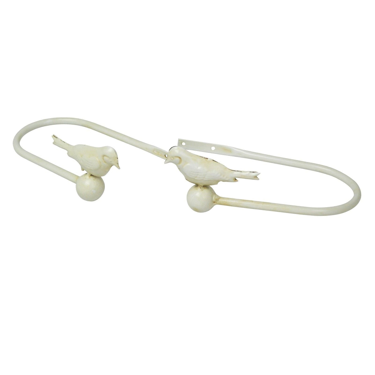 Cream Vintage Bird Curtain Tie-Back Holders — Handcrafted Metal, Pair Curtain Holder CasaFenix
