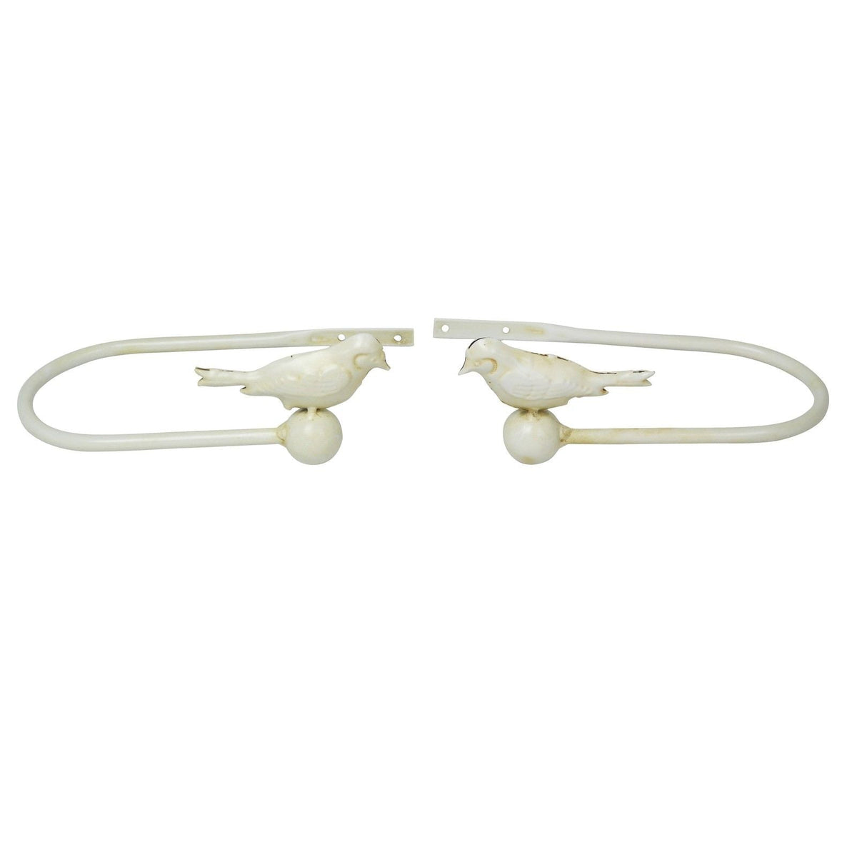 Cream Vintage Bird Curtain Tie-Back Holders — Handcrafted Metal, Pair Curtain Holder CasaFenix