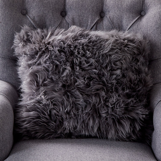 Grey Sheepskin Cushion Cushion CasaFenix