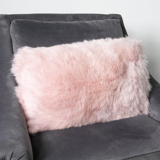 Grey Long Hair Sheepskin Cushion 30x50cm - CasaFenix