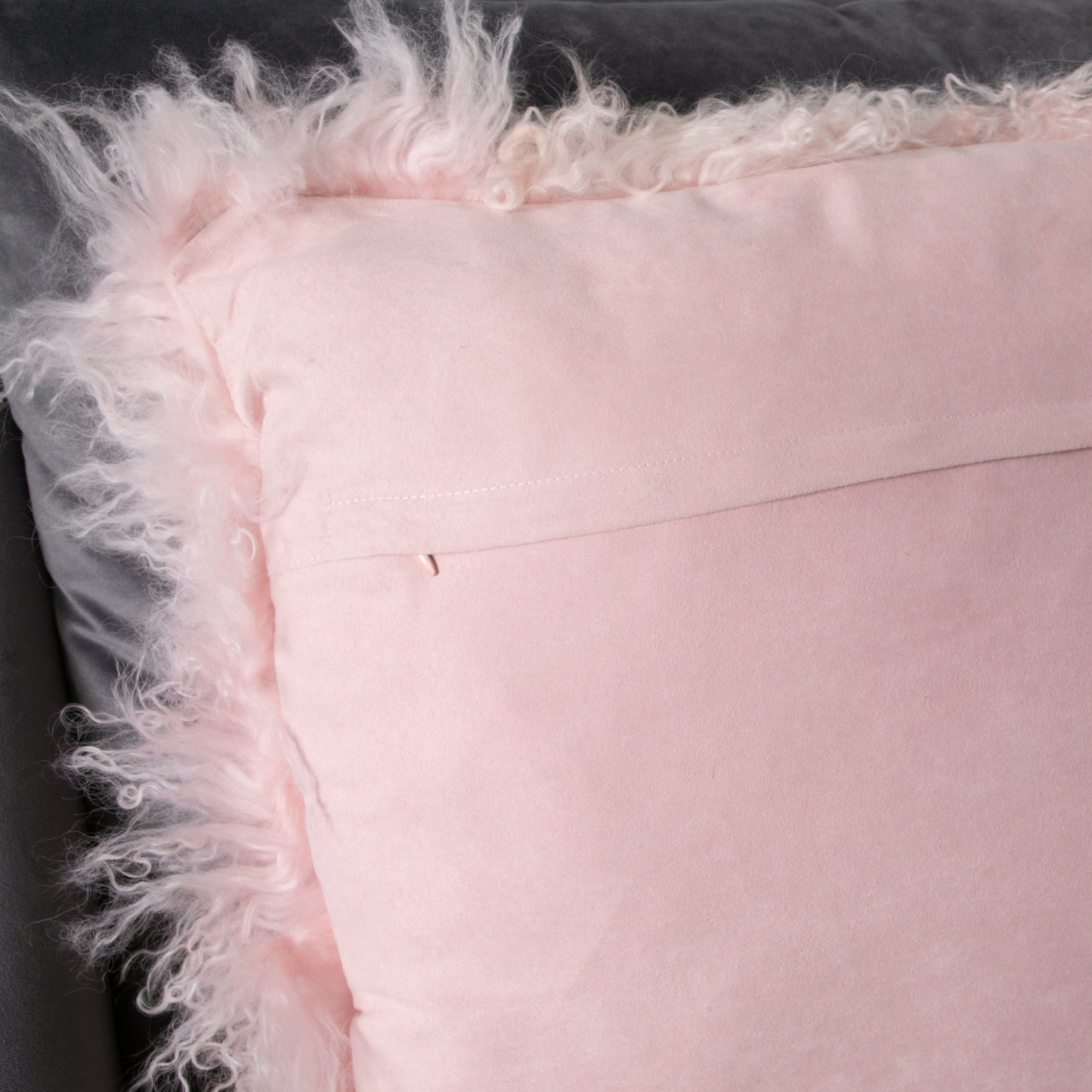 Pink Curly Sheepskin Cushion 45x45cm - CasaFenix