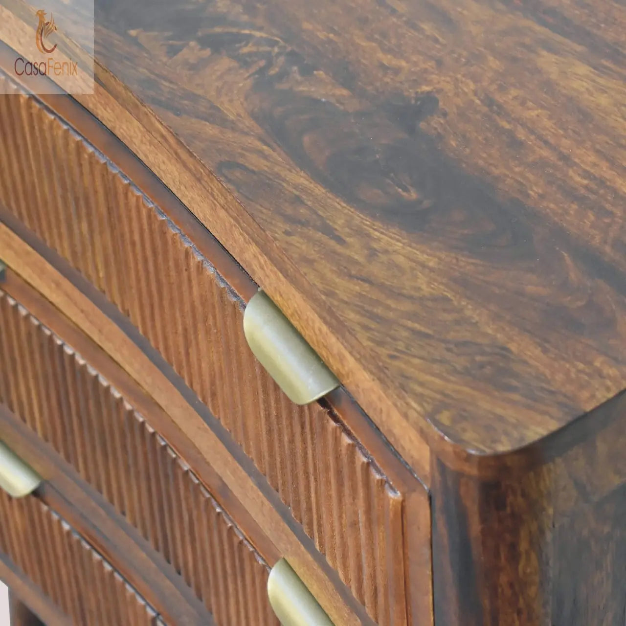 Capri Chest of 3 Drawers Nordic Design with a Chestnut Finish over Solid Mango Wood - CasaFenix