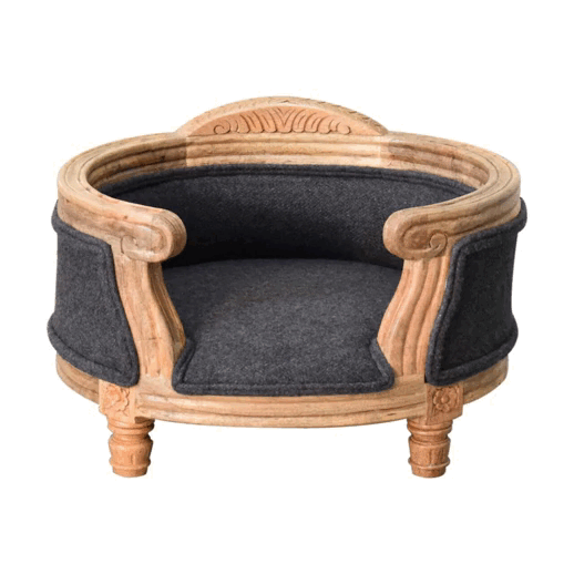 Carved Battleship Round Tweed Pet Bed Small Cat Dog Or Rabbit - CasaFenix
