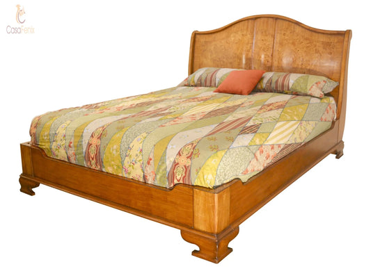 Cheshire Walnut Collection Carved Traditional Low Foot Board Sleigh Bed Solid Mahogany CasaFenix