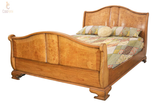 Cheshire Walnut Collection Traditional Sleigh Bed Solid Mahogany CasaFenix