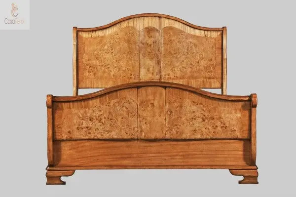 Cheshire Walnut Collection Traditional Sleigh Bed Solid Mahogany CasaFenix
