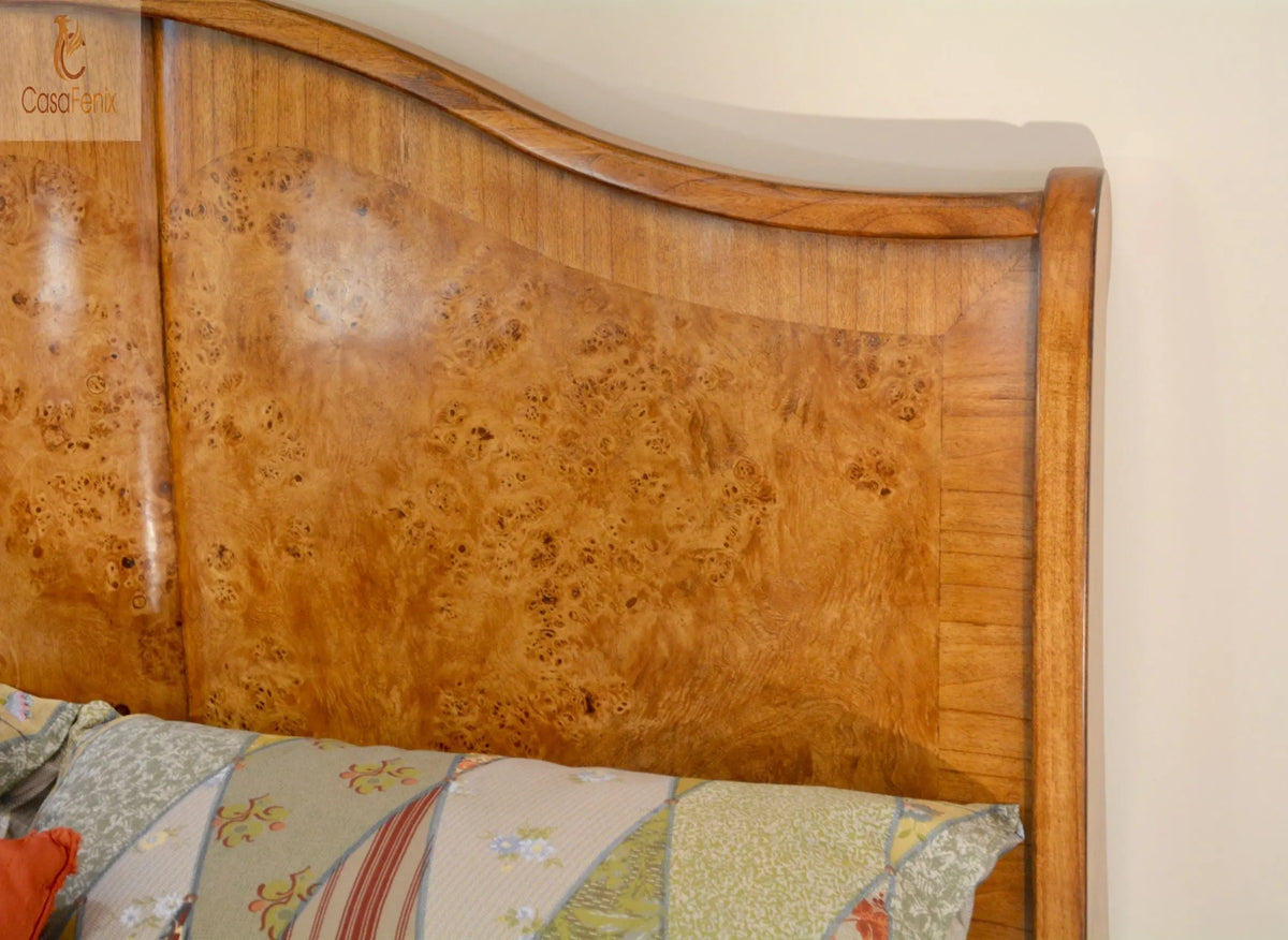 Cheshire Walnut Collection Traditional Sleigh Bed Solid Mahogany CasaFenix